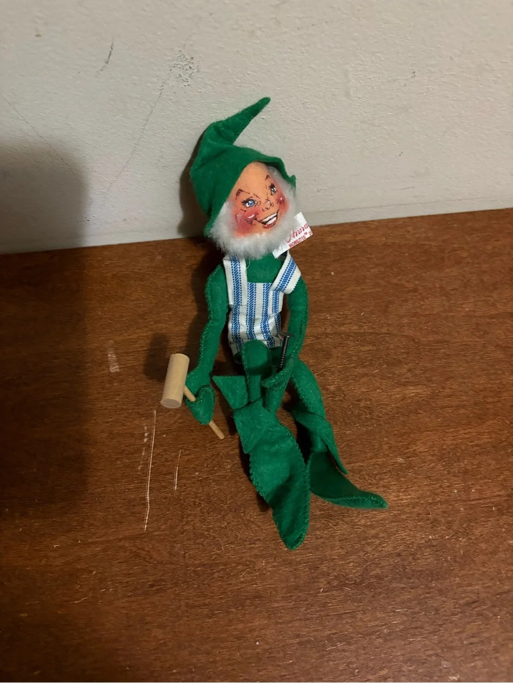 Annalee Mobilitee Elf Rag & Cloth Doll Bendable Limbs w/ Mallet & Nail 1965
